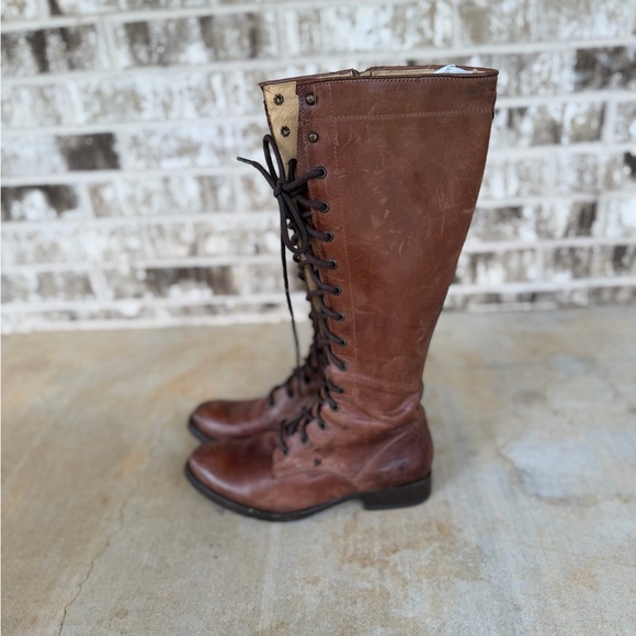 Frye Melissa Tall Lace Up Brown Boots Sz 8.5 Like new - Picture 5 of 5